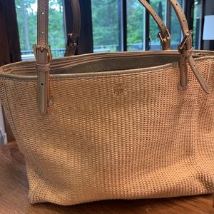 Tory Burch York Woven Straw Gold Metallic Bag